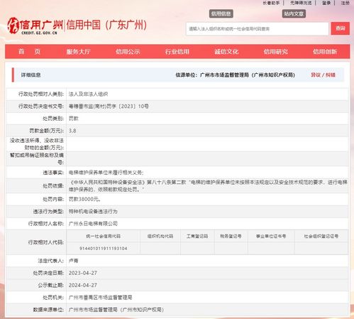 广州永日电梯被市场监管部门罚款38000元